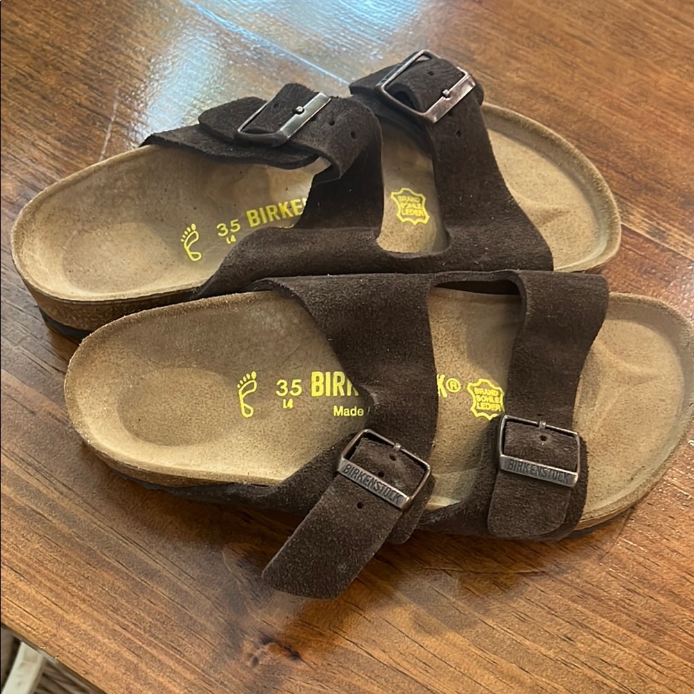 Birkenstock Brown Sandals with Contoured Footbed